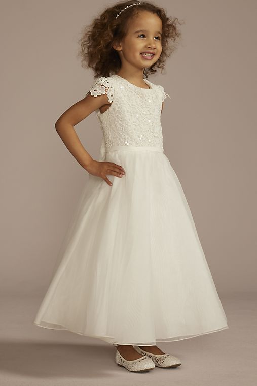 DB Studio Lace and Organza Cap Sleeve Flower Girl Dress